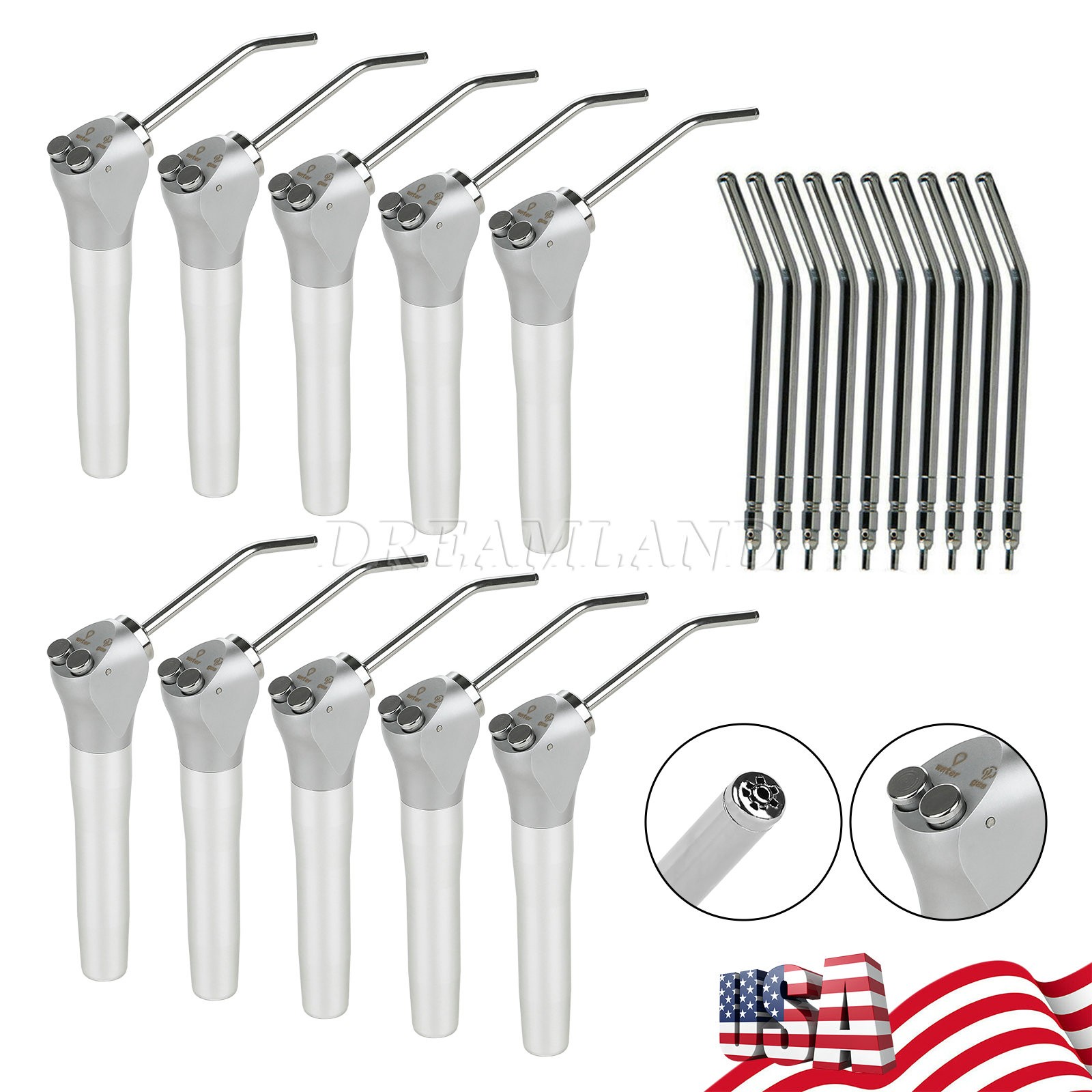 1-20*Dental Air Water Spray Triple Syringe 3 Way Handpiece w/ Nozzles Tips Tubes