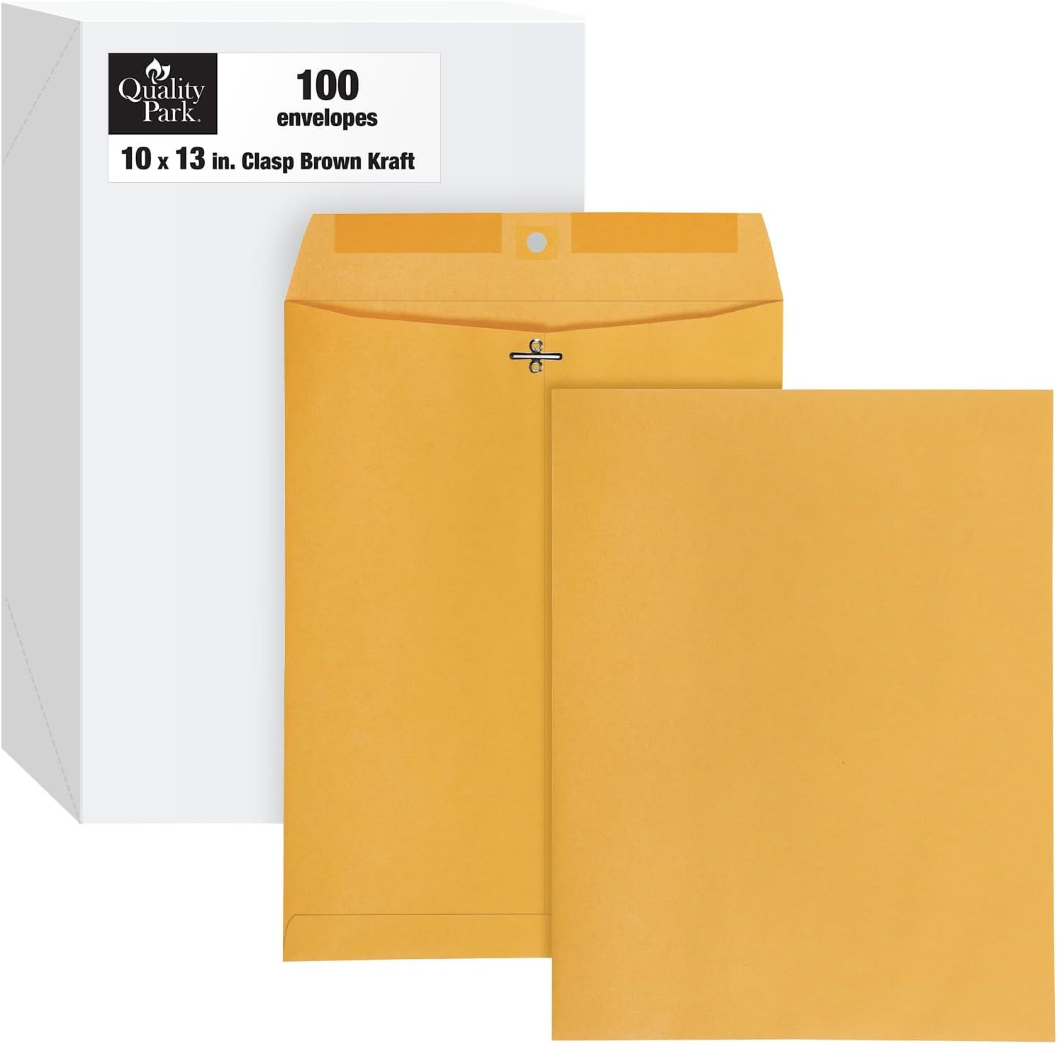 10″ x 13″ Clasp Envelopes, Heavy 32 lb Brown Kraft, Gummed Flap, 100/Box (QUA377