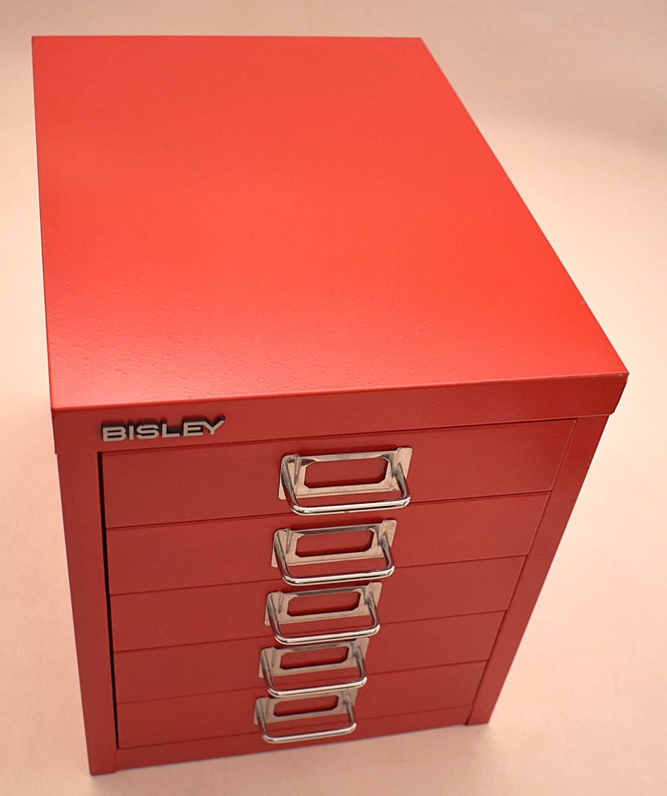 Bisley 5 Drawer Cabinet Inserts Red Metal Exc Cond 15” deep x 13” ht x 11” wide