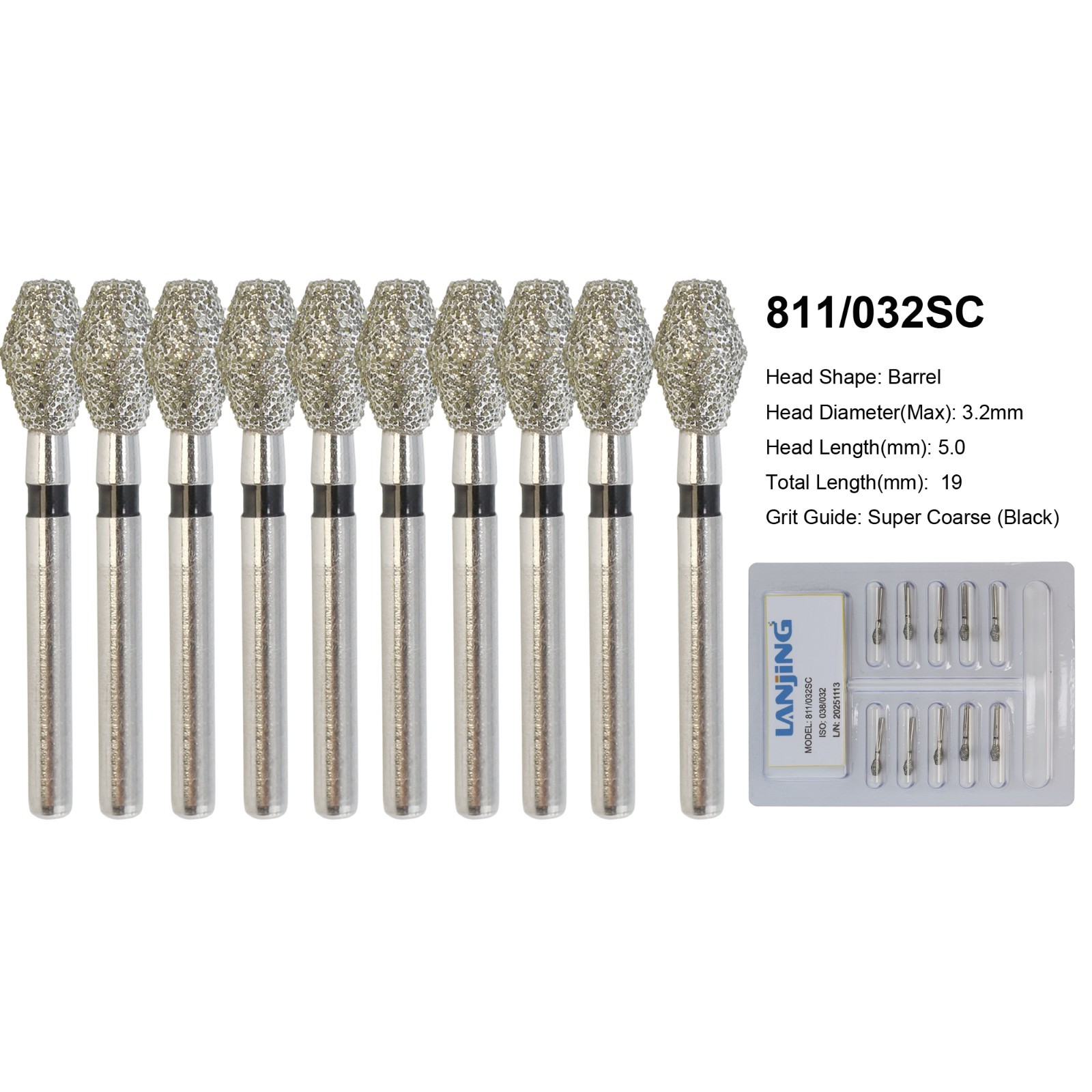 Dental Diamond Bur FG Round End Taper Football Flame Pear Coarse Fine High Speed