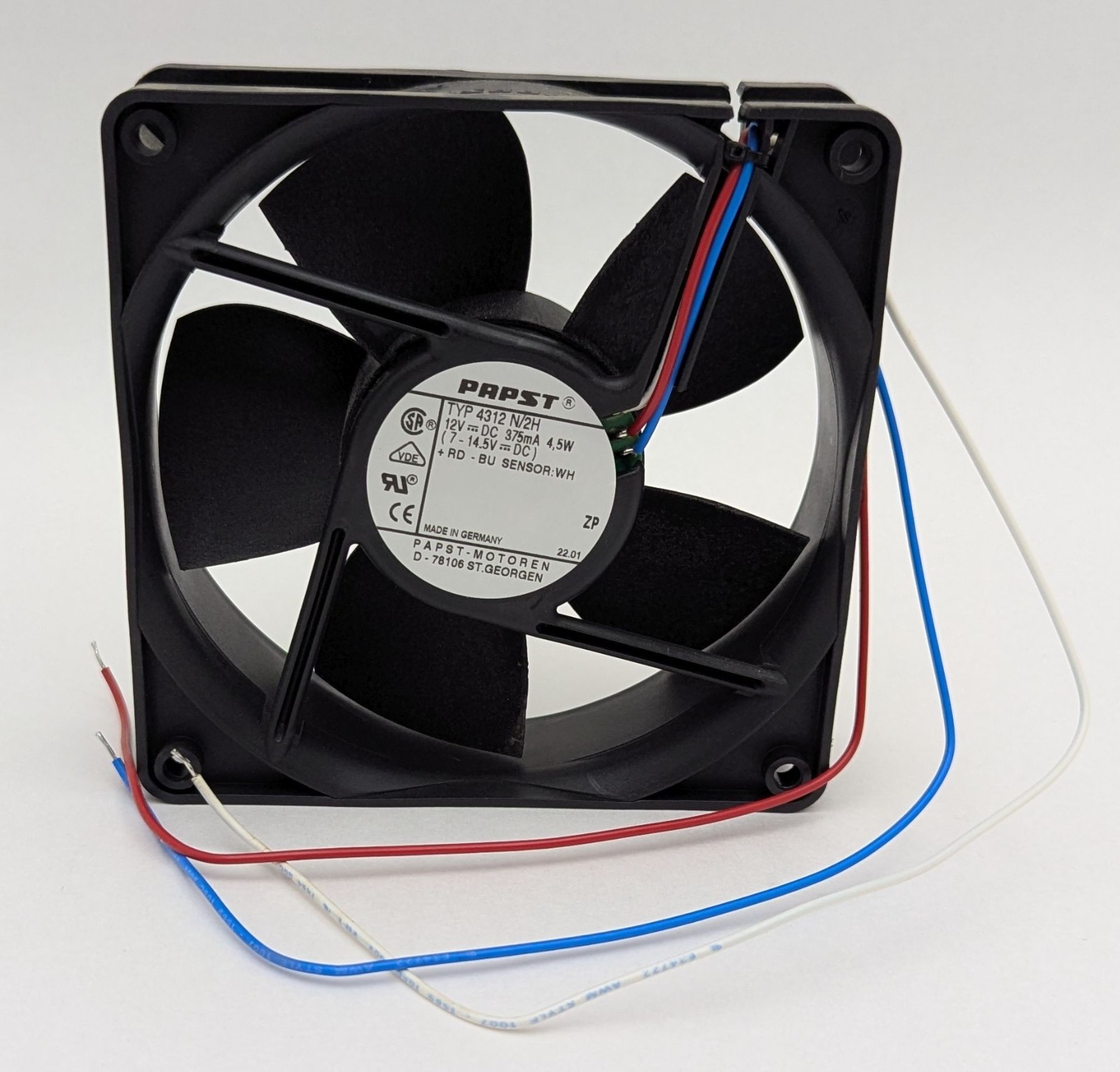 NEW ebm Papst TYP 4312 N/2H DC Axial Cooling Box Fan 12V 4.5W 119mm 120mm 3-Wire