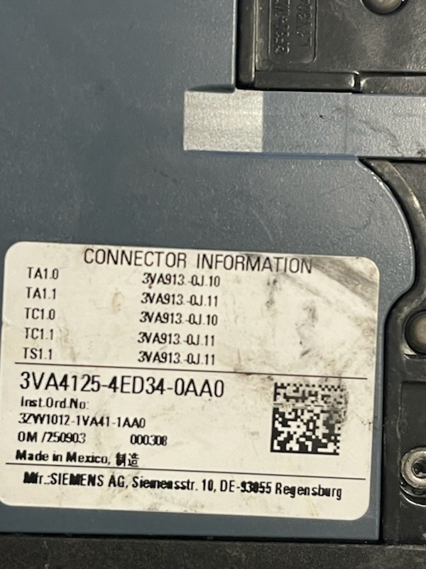 SIEMENS BQD 25 AMP 480/277V 3 POLE BOLT ON 14KAIC 3VA4, NEW W/O BOX