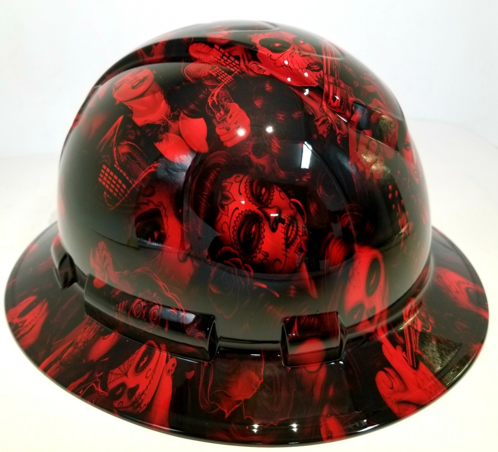 FULL BRIM Hard Hat custom hydro dipped, NEW CANDY RADIOACTIVE RED BANDITO GIRLS