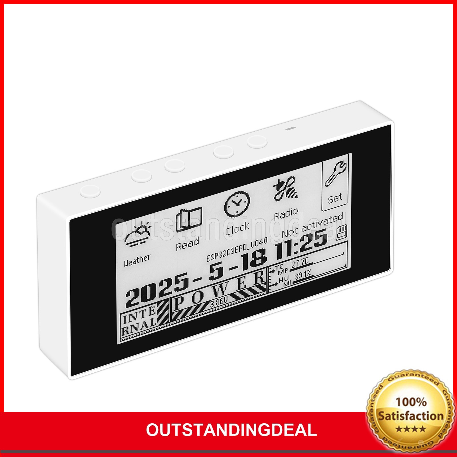 HAMGEEK RW01 Mini E-Ink Reader E-Book Reader (Black Panel) for Weather Clock