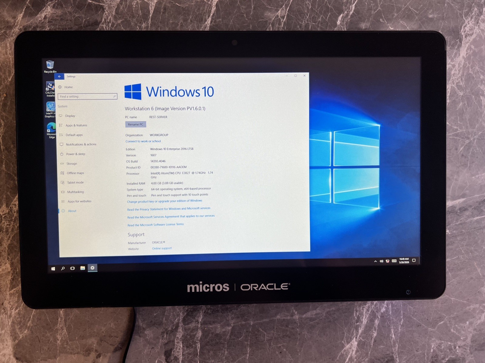 Oracle Micros Workstation 6 Celeron 4305UE 2.00 GHz 8GB RAM 64GB SSD Touch POS