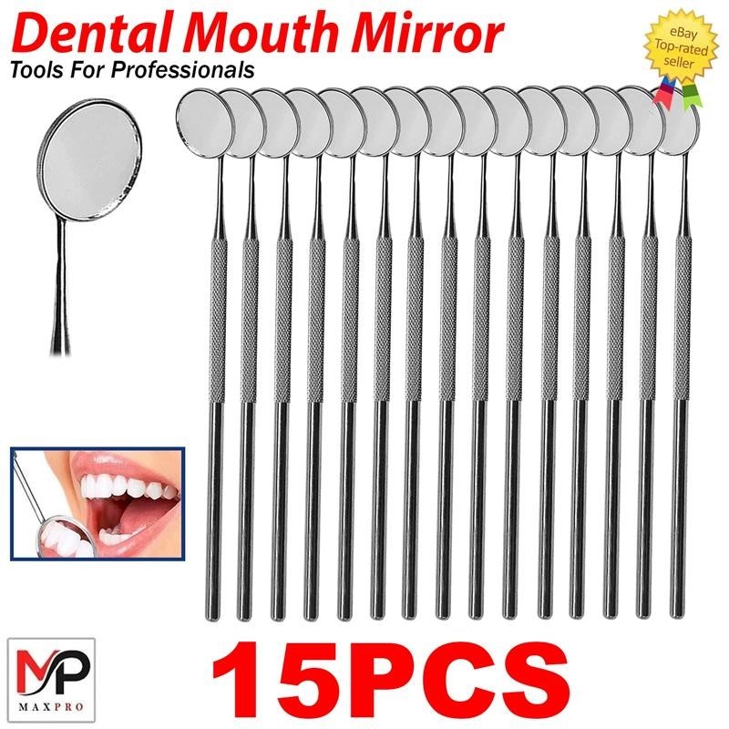 Dental Mouth Mirror #5 w/Handle Dental Instruments German Grade Stainless 15 PCS