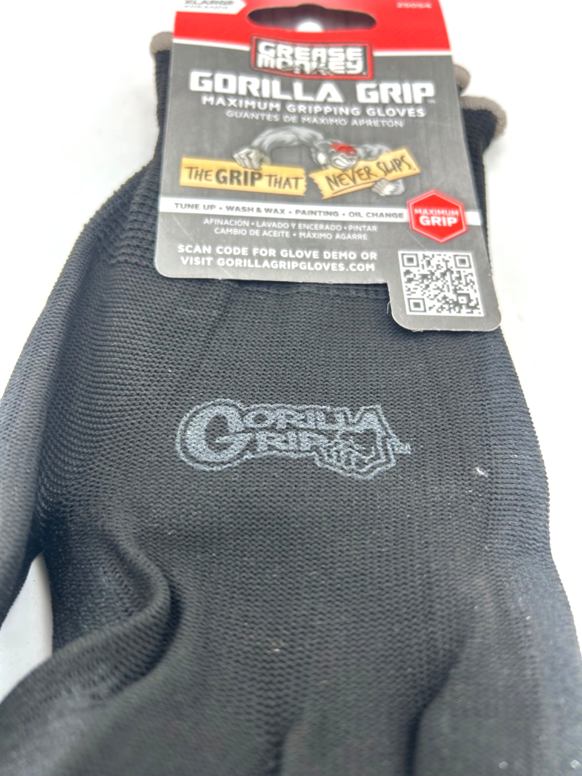 Grease Monkey Gorilla Grip Work Gloves XL Black Gray Maximum Grip New 25054
