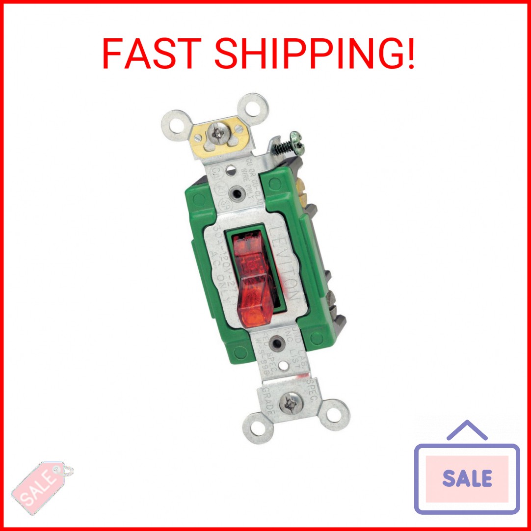 Leviton 30 Amp, 120 Volt, Toggle Pilot Light, Illuminated On, Double-Pole AC Qui