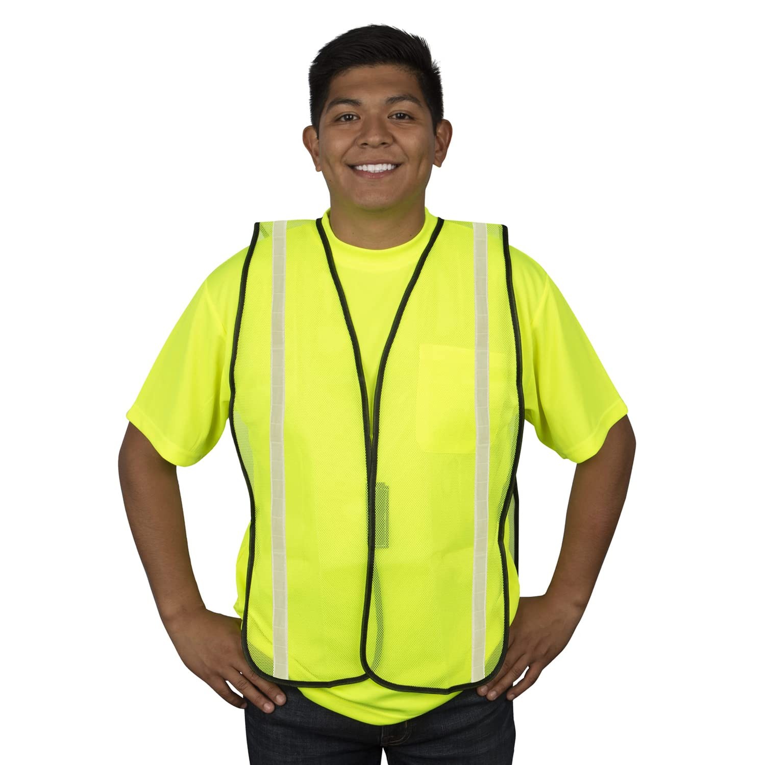 Cordova V111W General Purpose, Type O, Non-Rated, Lime Mesh Vest, Hook & Loop…