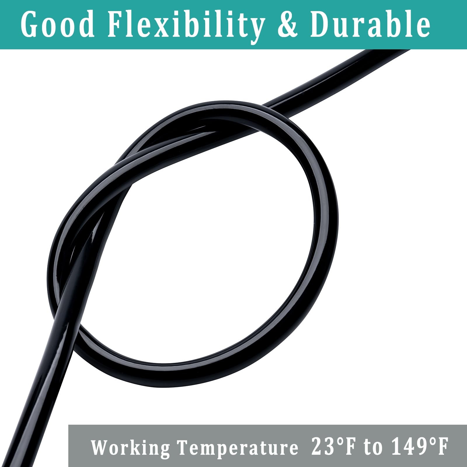 1/4″ id – 10ft Black Vinyl Tubing Flexible PVC Tube Hybrid Hose Transfer Wate…