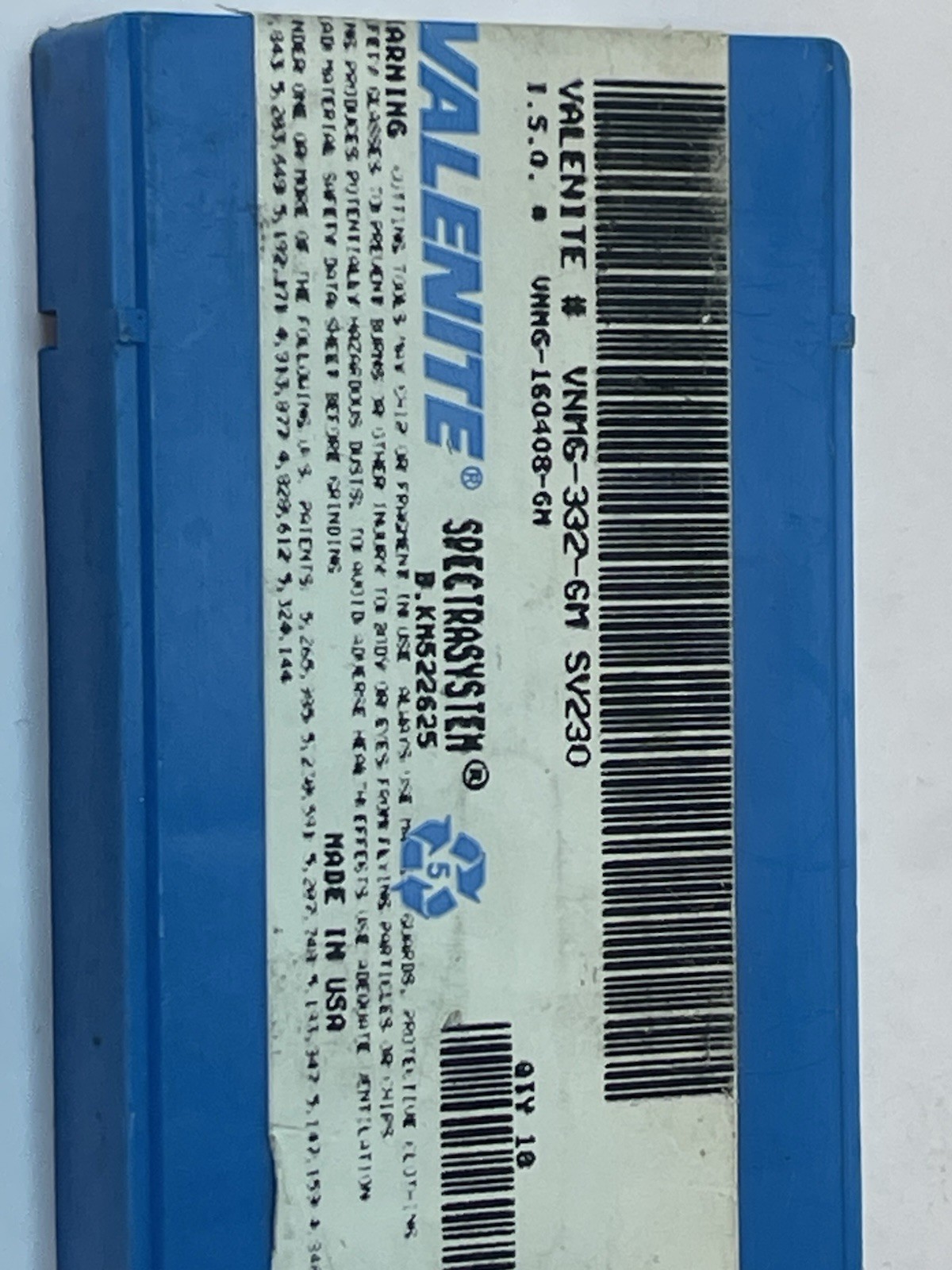 VALENITE VNMG332-GM SV230/VNMG 160408-GM Carbide Inserts Qty.10 (26MY628)