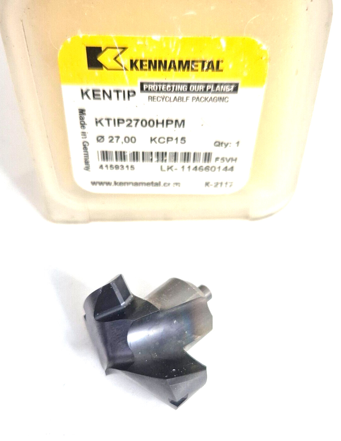 KENNAMETAL KTIP 2700HPM Ø27.00 KCP15 Carbide Drill Insert