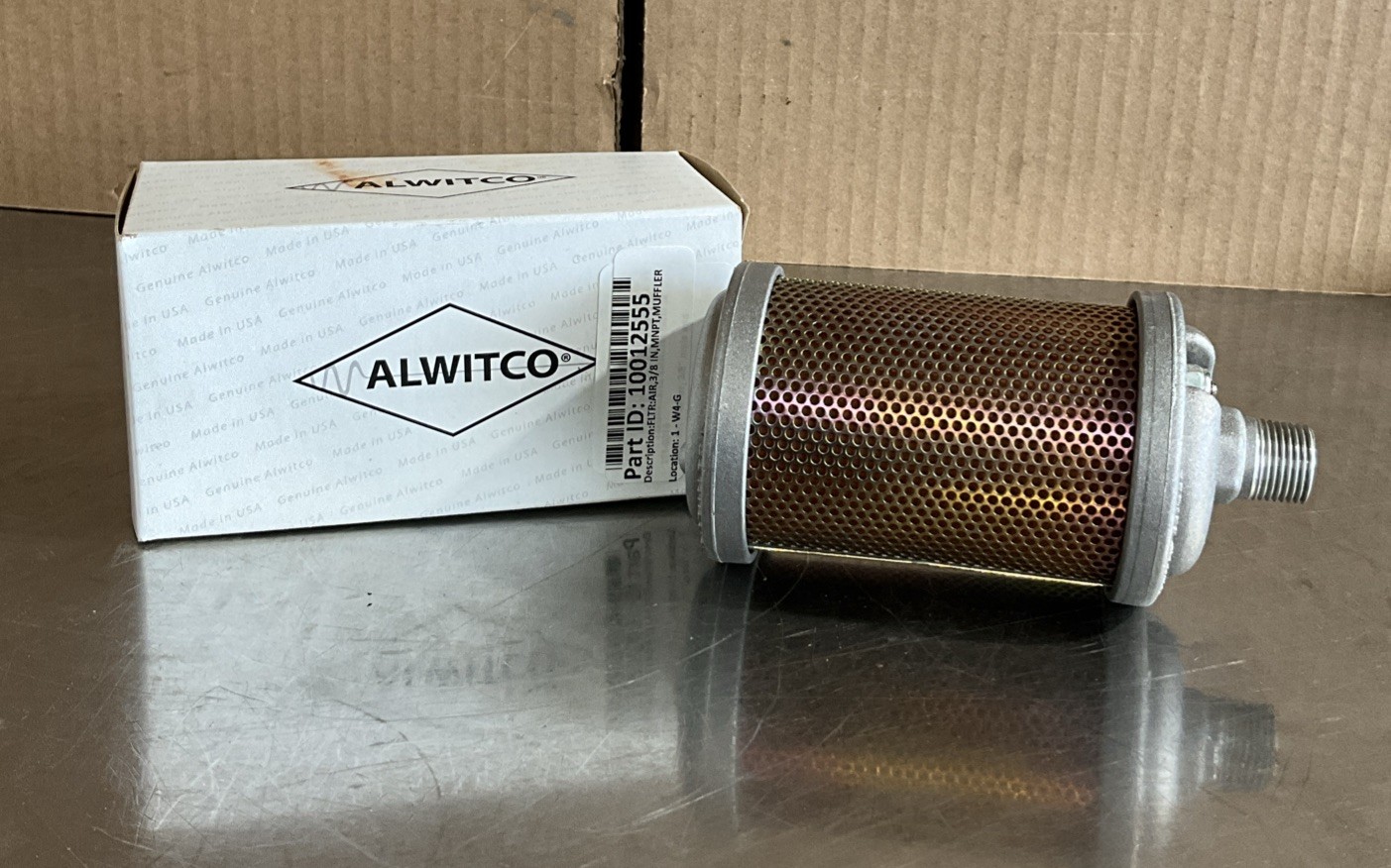 Alwitco 0111000 M00 Pneumatic Muffler, 3/8in NPT Male, 125psi, 2.59in x 5.12in