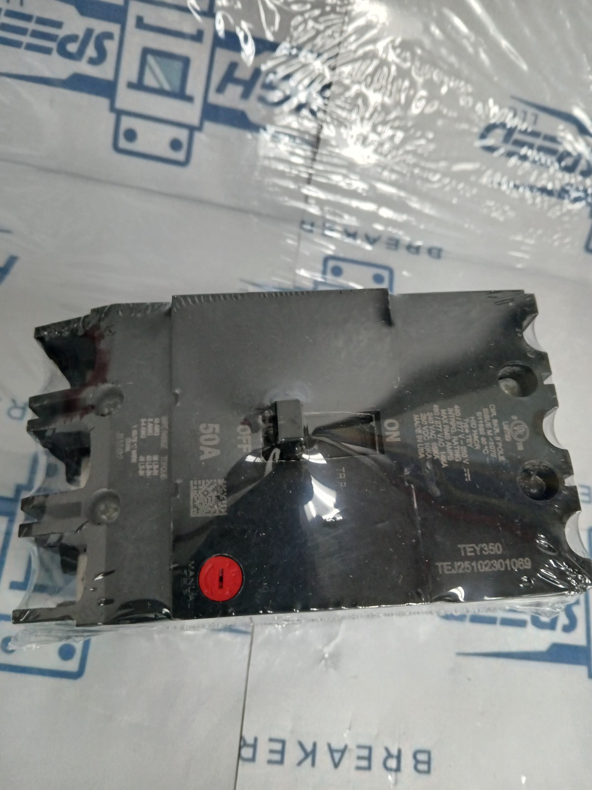 GE NEW TEY350 3 POLE 50A 480/277V BOLT ON MOLDED CASE CIRCUIT BREAKER