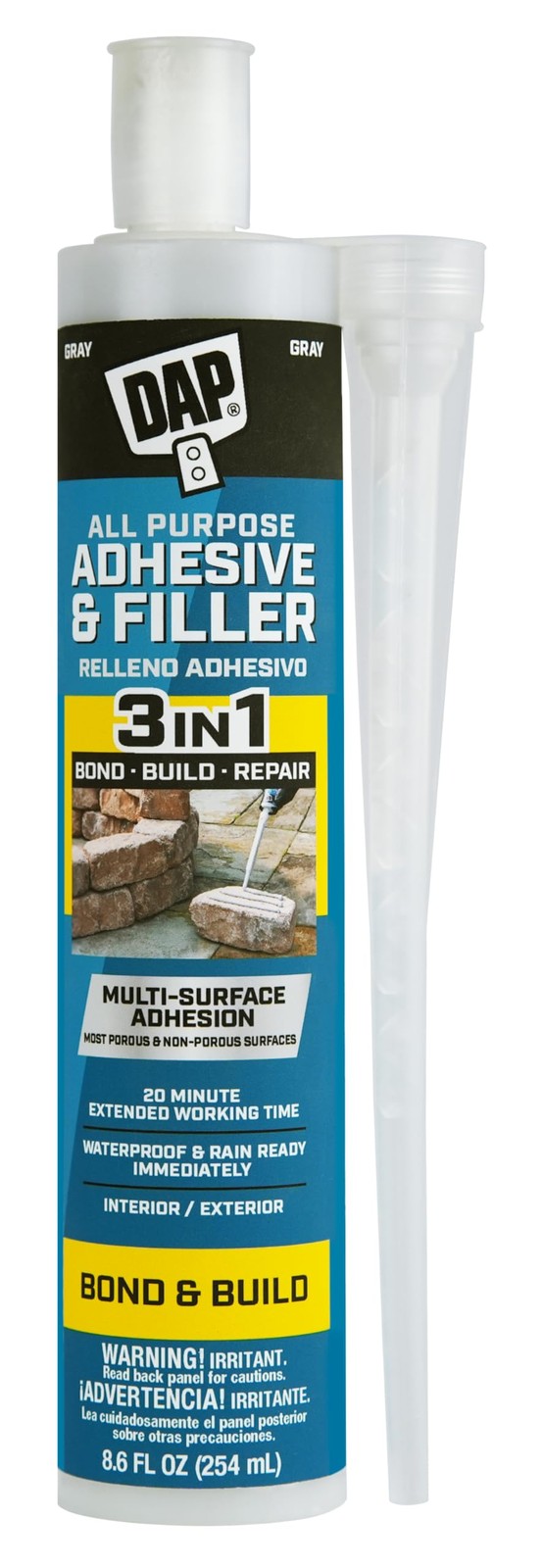 DAP All Purpose Gray Adhesive and Filler 8.6 Oz Strong Multi-Surface Bonding