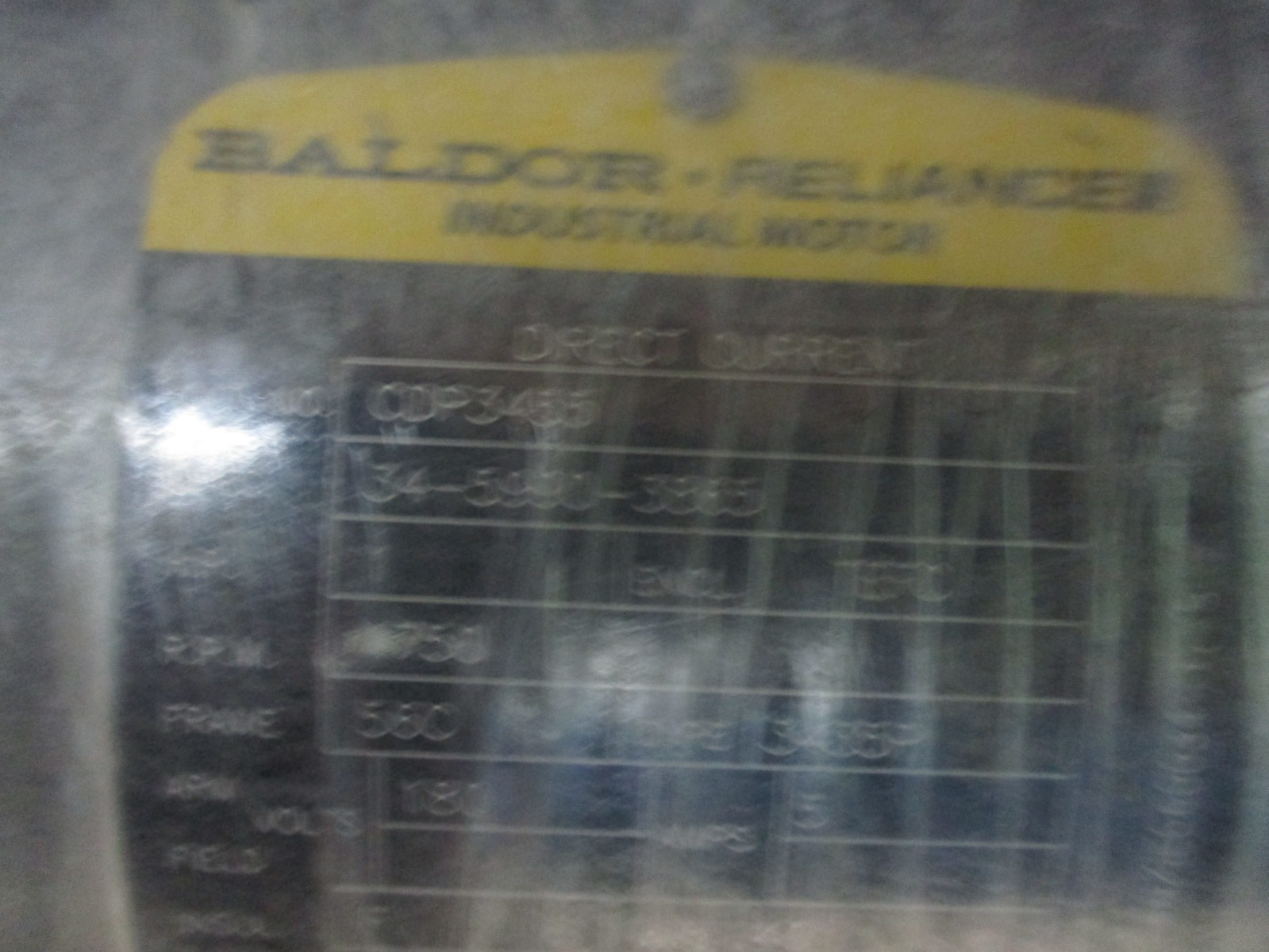 Baldor Reliance 1HP, 180V, 56C Frame, DC Electric Motor, CDP3455
