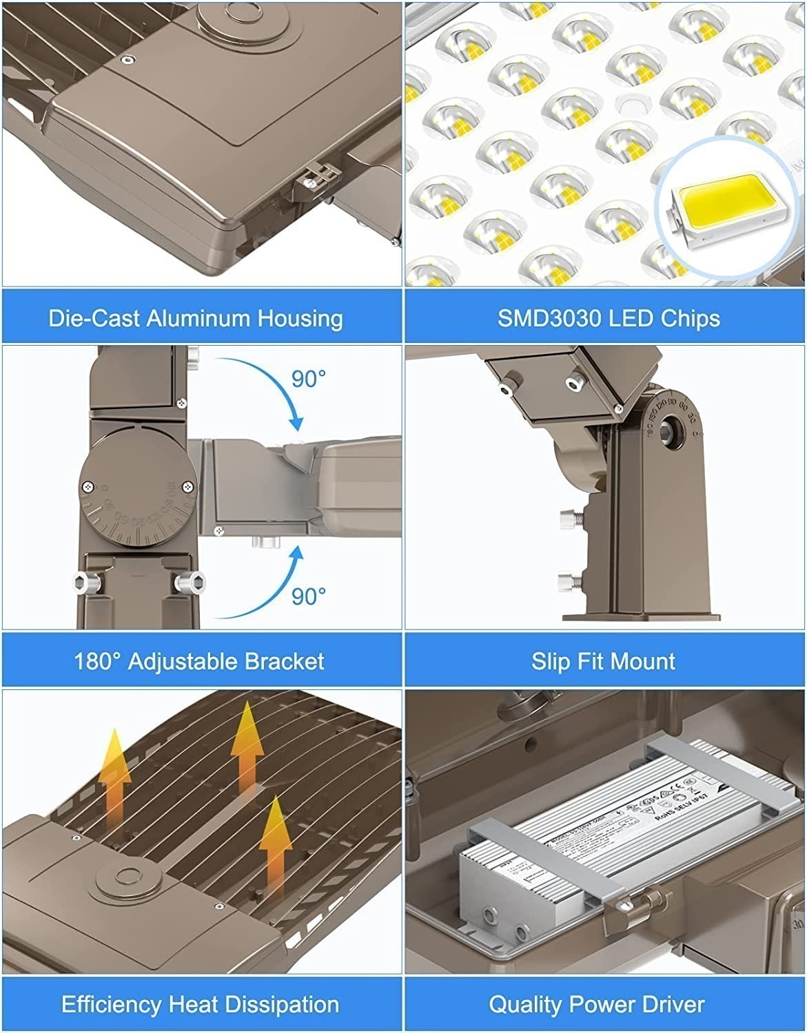 400W LED Parking Lot Pole Light Commercial Shoebox Fixture Super Bright 60000LM