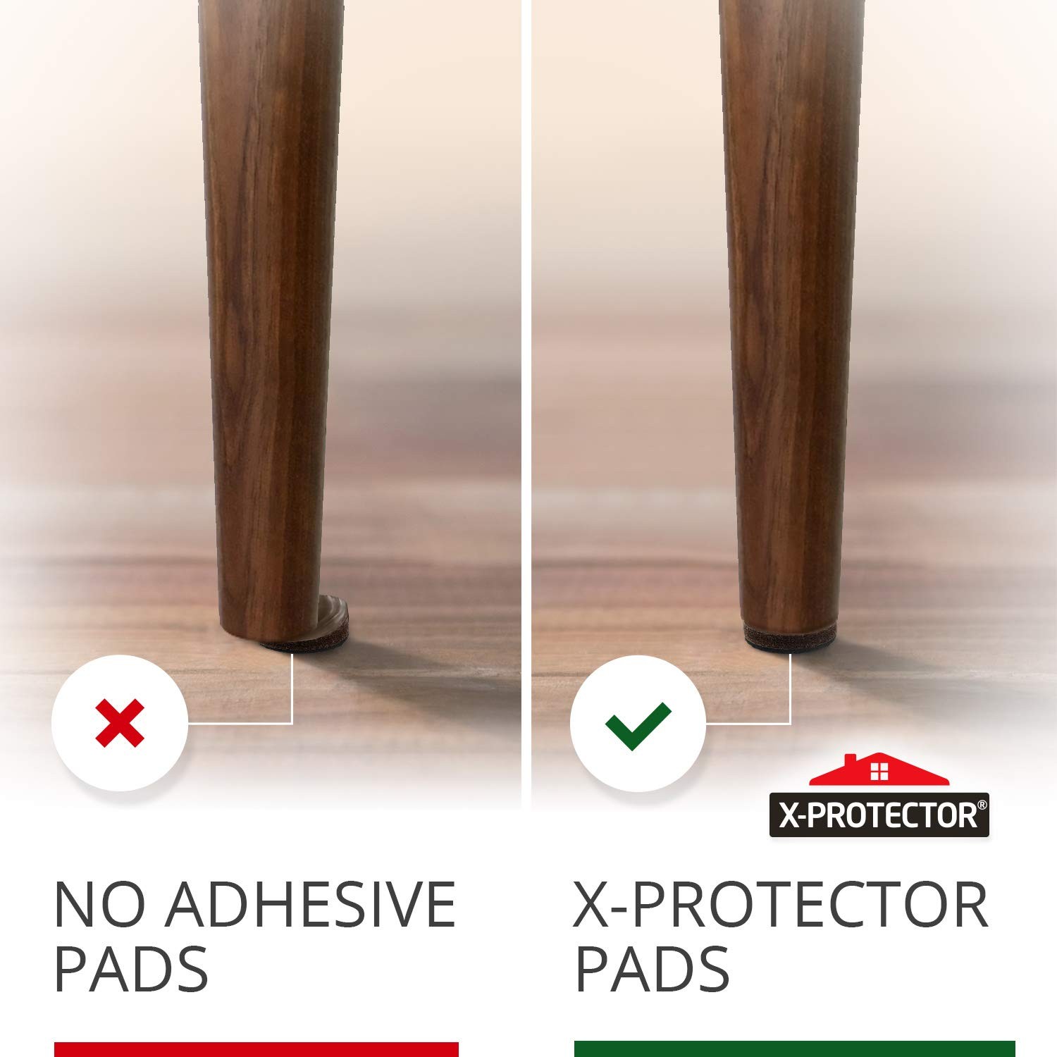 X-PROTECTOR Non Slip Furniture Pads – 8 pcs Premium 8 Round 2″, Black / Brown