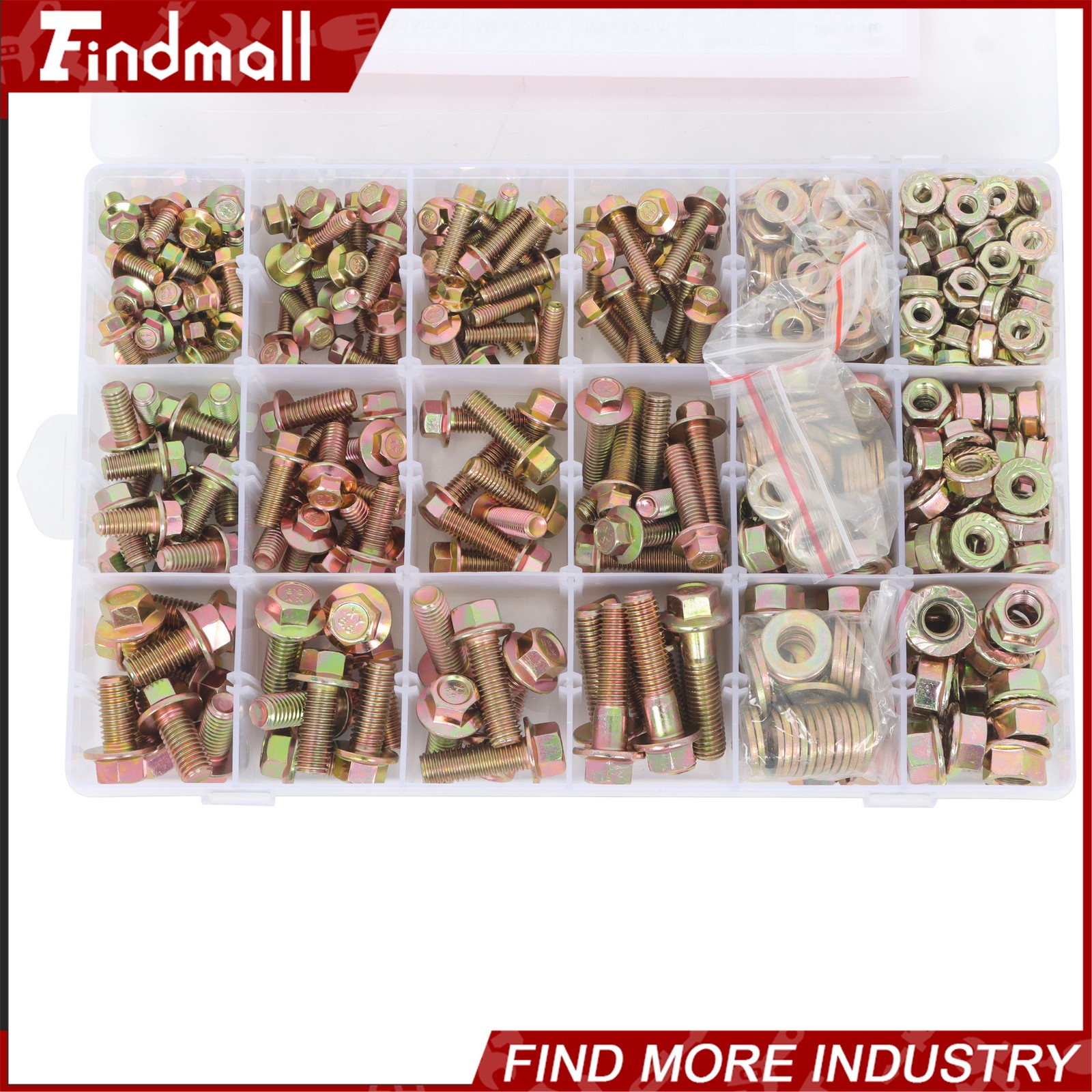 521 x M10 M8 M6 Flange Bolts Assortment Kit 8.8 Grade Alloy Steel for Industrial
