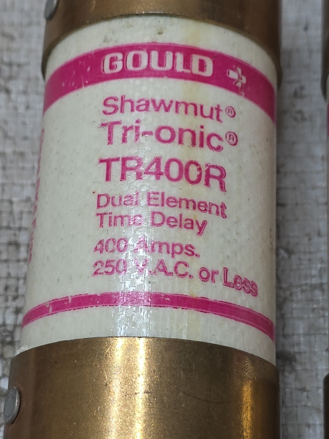 LOT OF 2 -TR400R Gould Shawmut Tri-onic 400A Fuse Class RK5 250V, TESTED- (CF6N)
