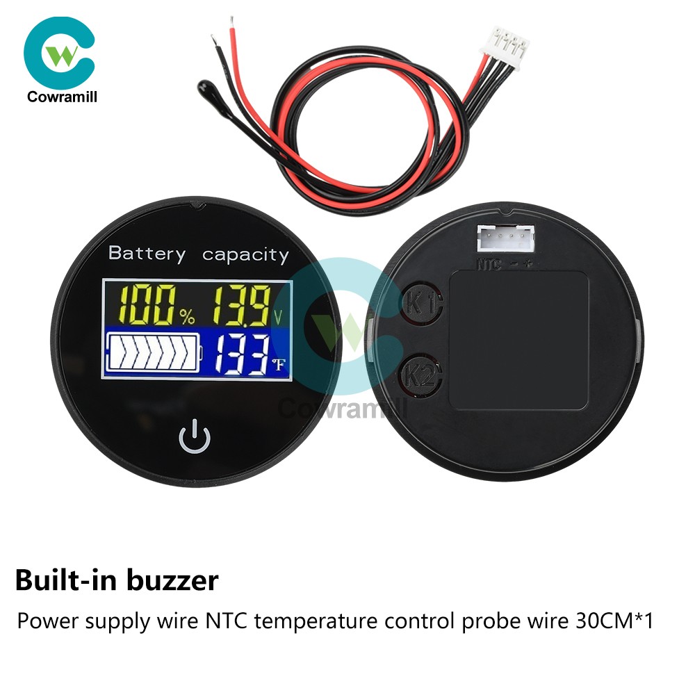 LCD Digital Battery Level Indicator Voltage Power Percentage Temperature Display