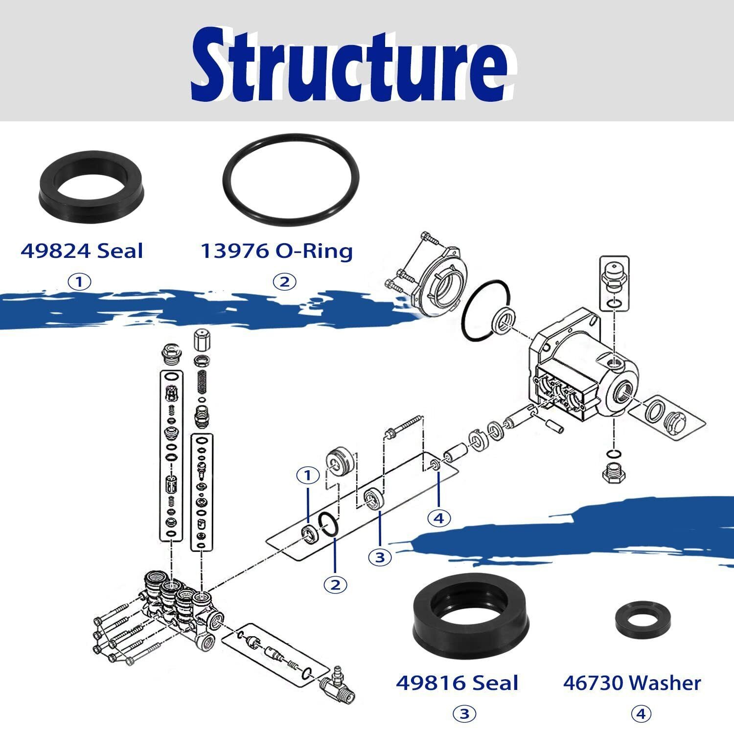 76975 Seal Kit 12Pcs For Cat Pump 4DNX Pumps 4DNX25GSI 4DNX27GSI CAT Seal Kit