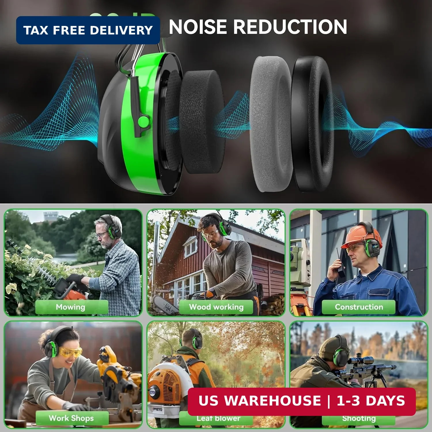 2025 AM/FM Radio Ear Protection Headphones with Backlit Digital Display, 120H…