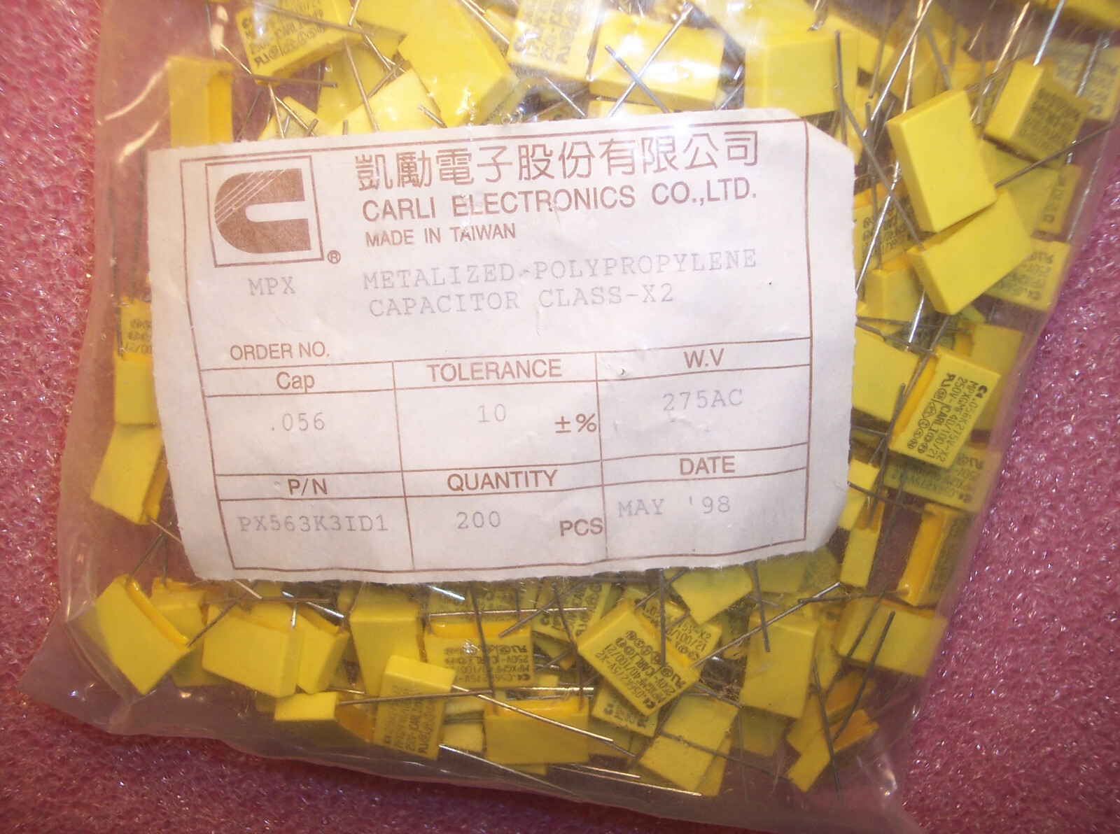 QTY (20) .056uf 275Vac 10% X2 SUPPRESSION POLYPROYLENE FILM PX563K3ID1 CARLI