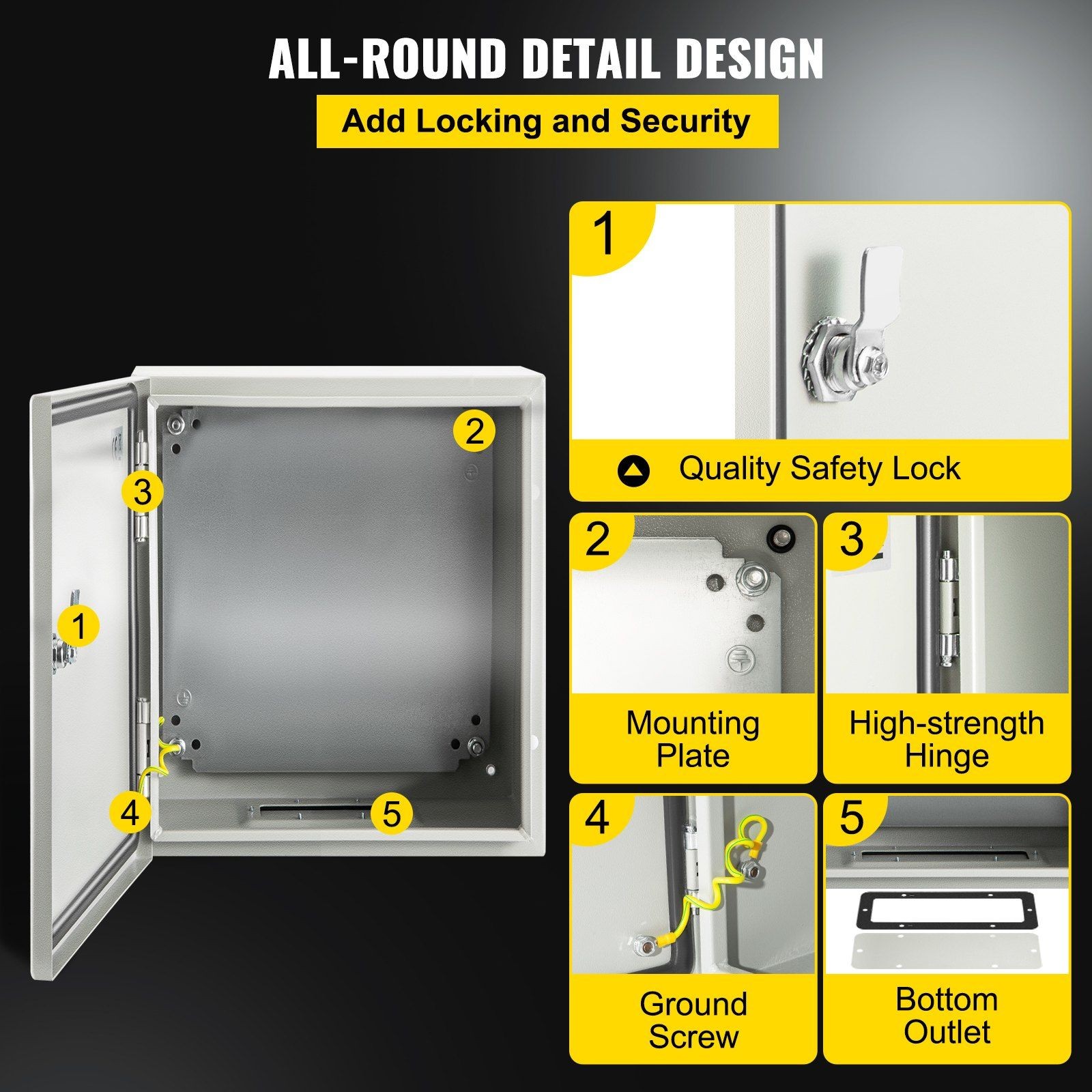 Sturdy Metal Enclosure 12x10x6inch IP66 Waterproof Electrical Box with Plate