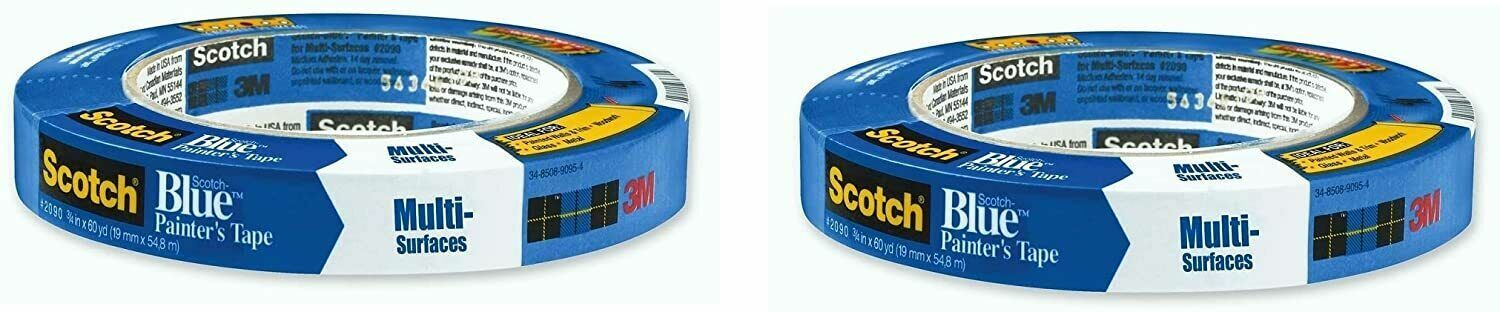 3M Scotch Blue 2090 Painter’s Tape 3/4″ x 60 yds – (2 pack)