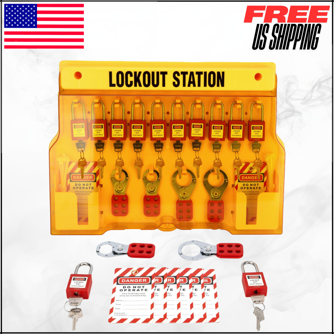 Lockout Tagout Station W/ Loto Devices Kit Board 12 Safety Padlocks 6 Hasps 49PC