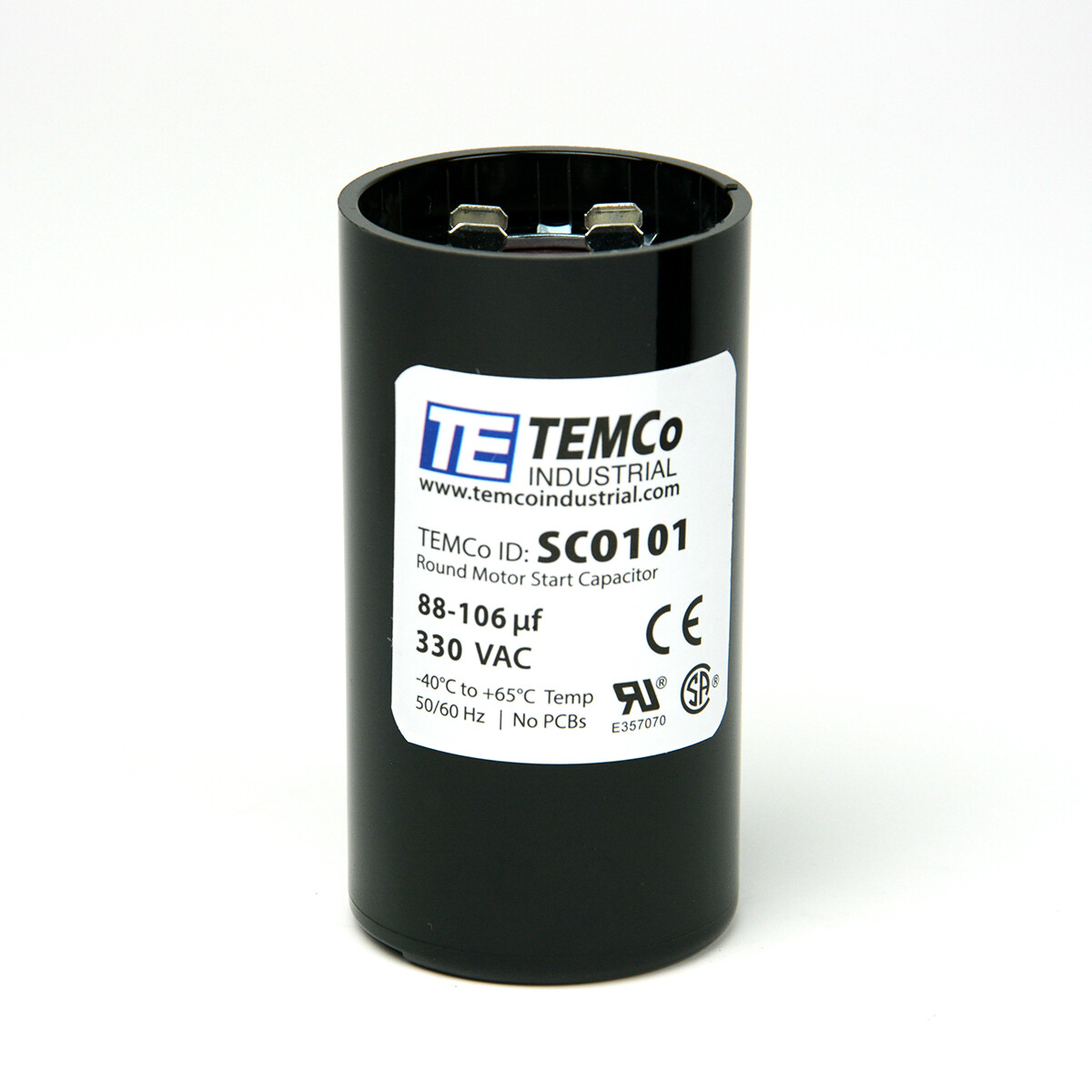 TEMCo 88-106 uf/MFD 330 VAC volts Round Start Capacitor 50/60 Hz -Lot-1