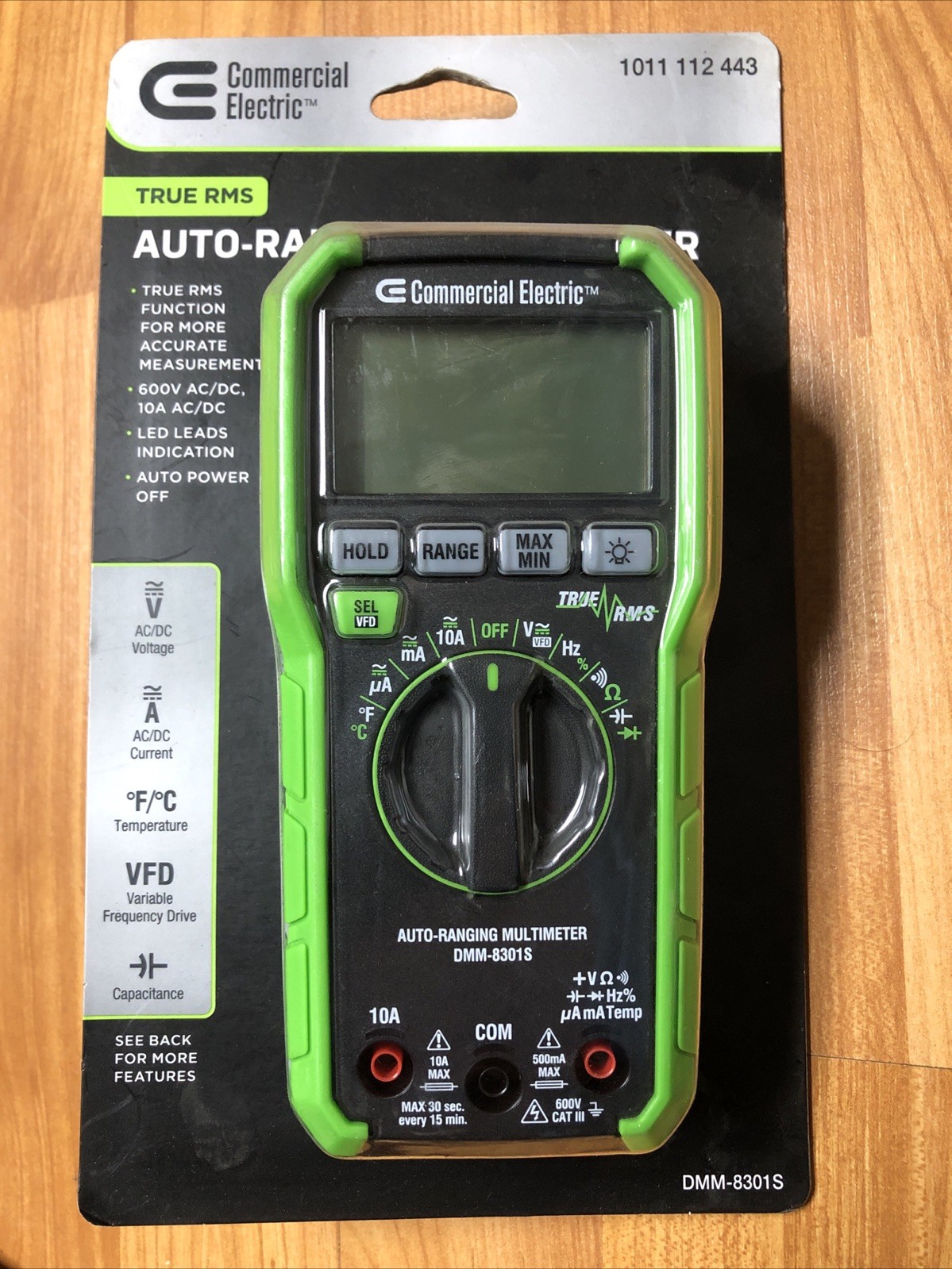 Commercial Electric 600V True RMS Auto Ranging Digital Multimeter W/ Temp