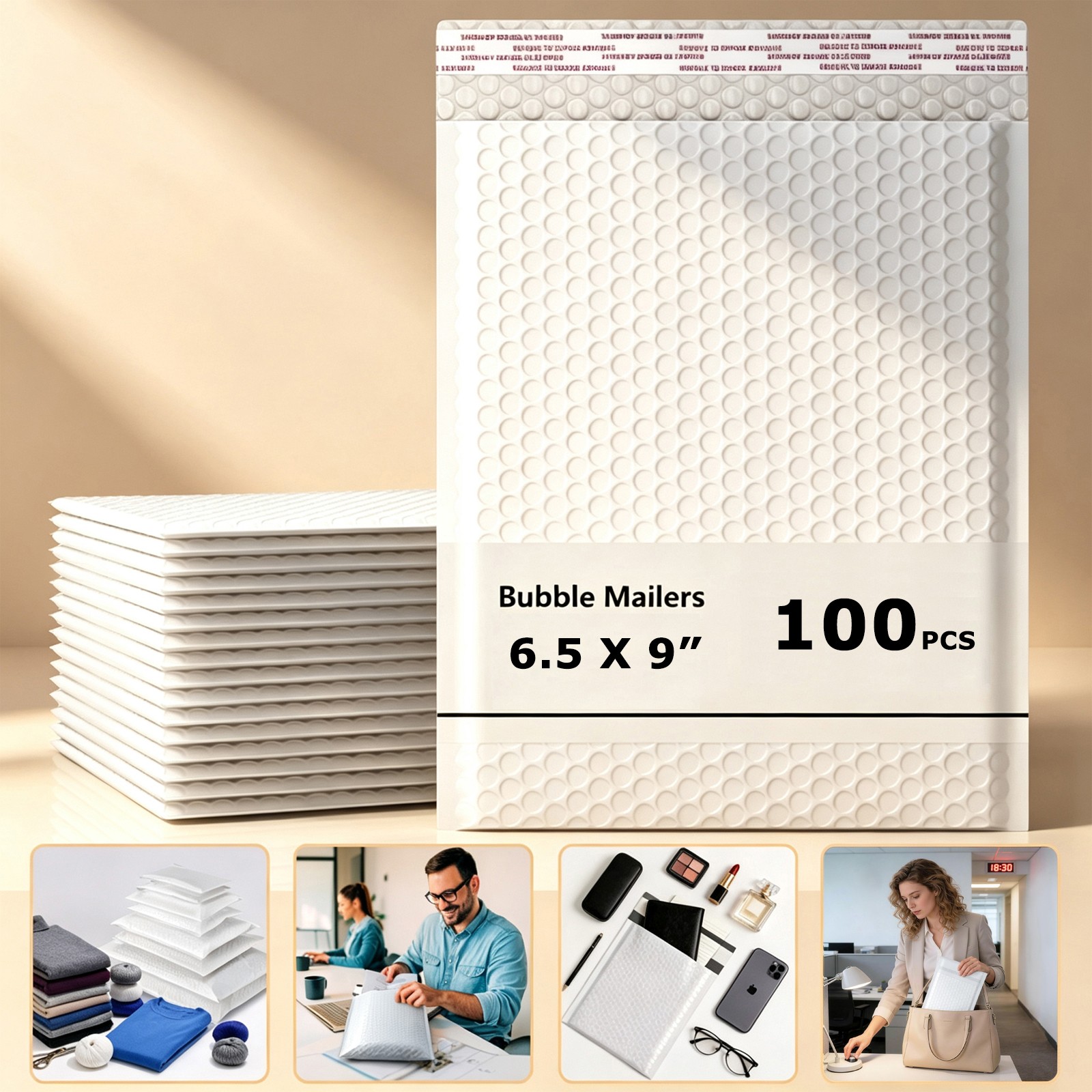 100pcs 6.5″x9” Poly Bubble Mailers Shipping Mailing Padded Bubble Envelopes Bags