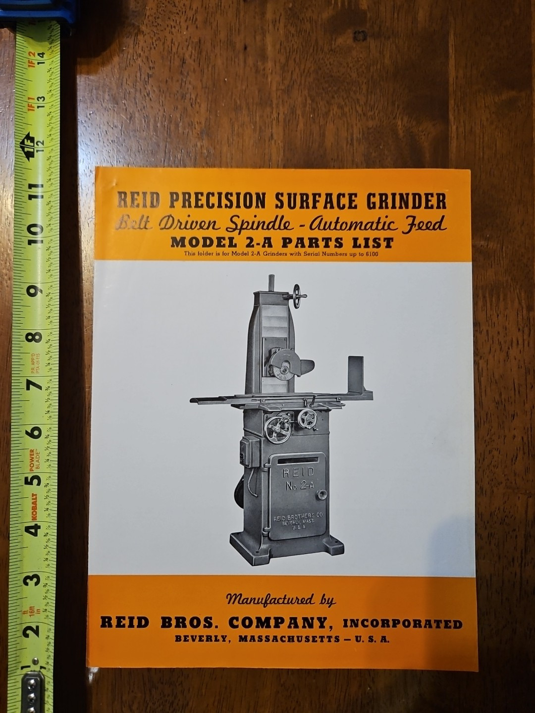 REID PRECISION SURFACE GRINDERS PARTS LIST MODEL 2-A AUTOMATIC FEED