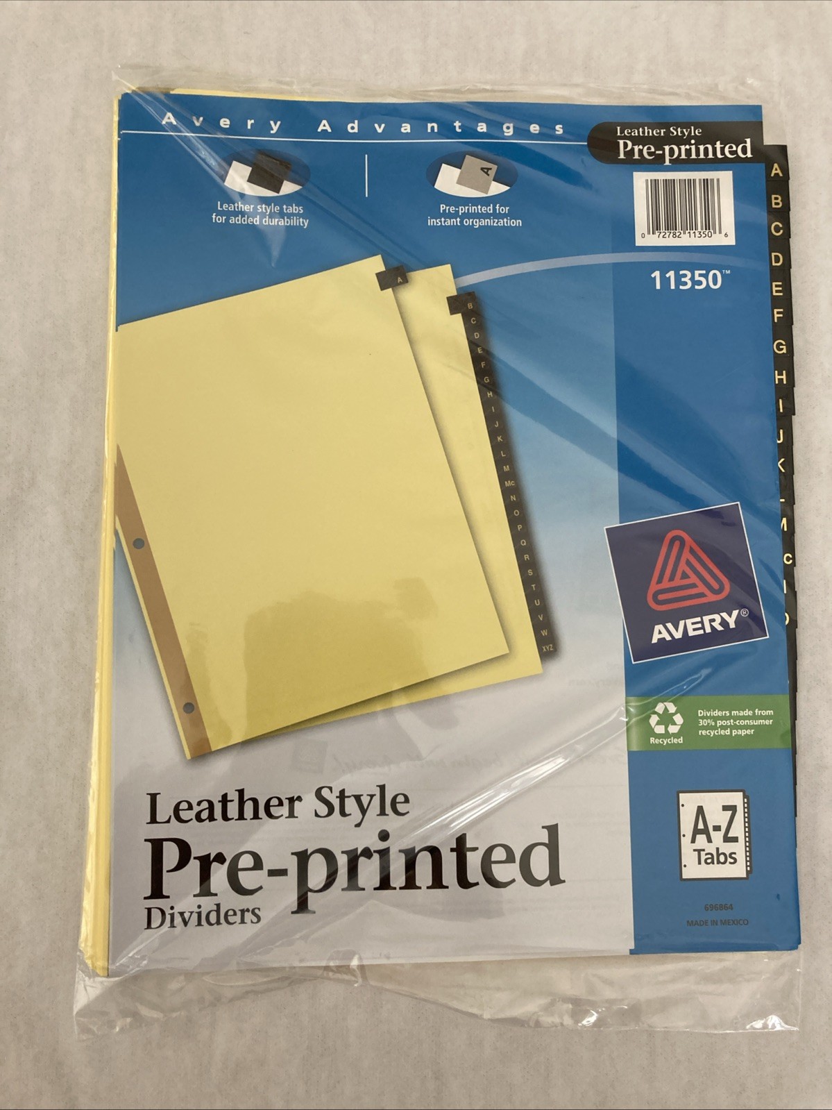 Avery Dividers A-Z Leather Style Tabs Pre-Printed 3 Hole Punched 8.5×11 Lot Of 3