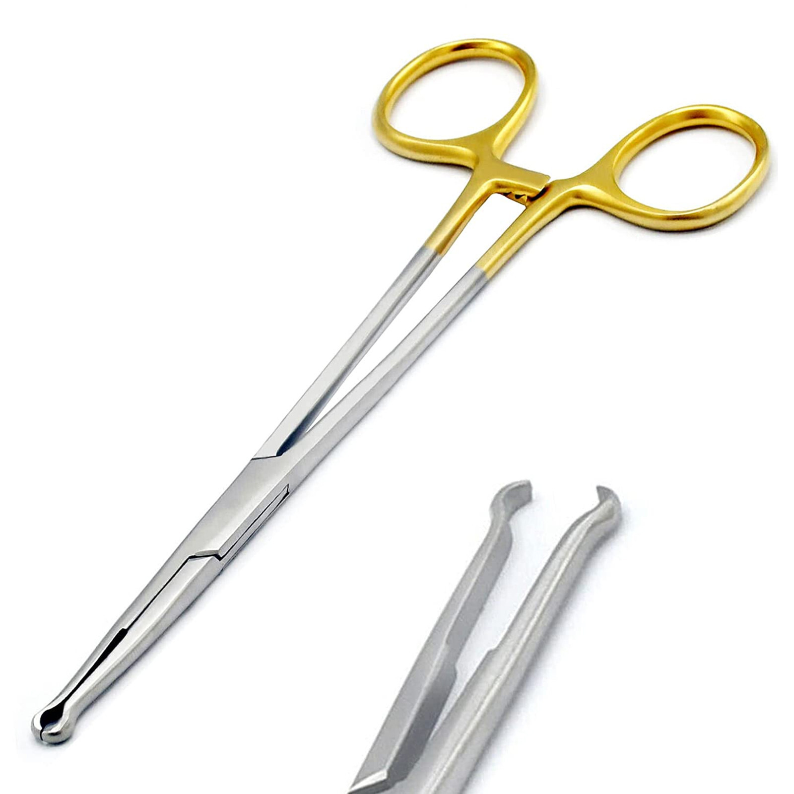 Vasectomy Fixation Clamp, Ring Forceps 5.5» Gold Handle Surgical Instruments