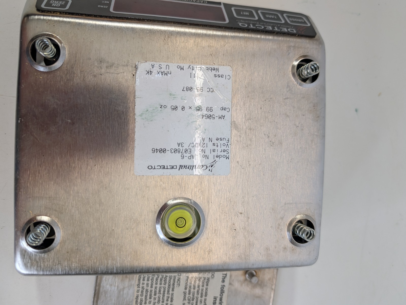 Scale by Cardinal Detecto AP-6(99.95 x.05)oz cap – No Power Cable (2/3)
