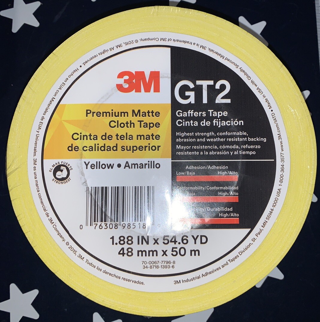 3M Premium Matte Cloth Gaffers Tape GT2 YELLOW 1.88″ IN x 54.6′ YD