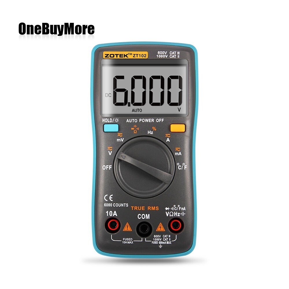 ZOTEK ZT102 Digital Multimeter Tester 600V CAT III & 1000V CAT II 6000 Counts