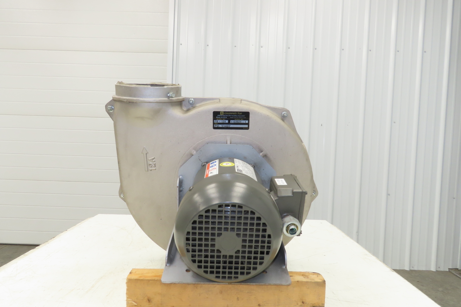 Cincinnati Fan PB-12A Centrifugal Pressure Blower 800cfm 2″SP 230/460v 3Ph 1Hp