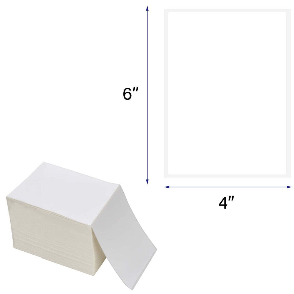 1000/Stack 4″x6″ Fanfold Direct Thermal Shipping Labels Zebra & Rollo Printers