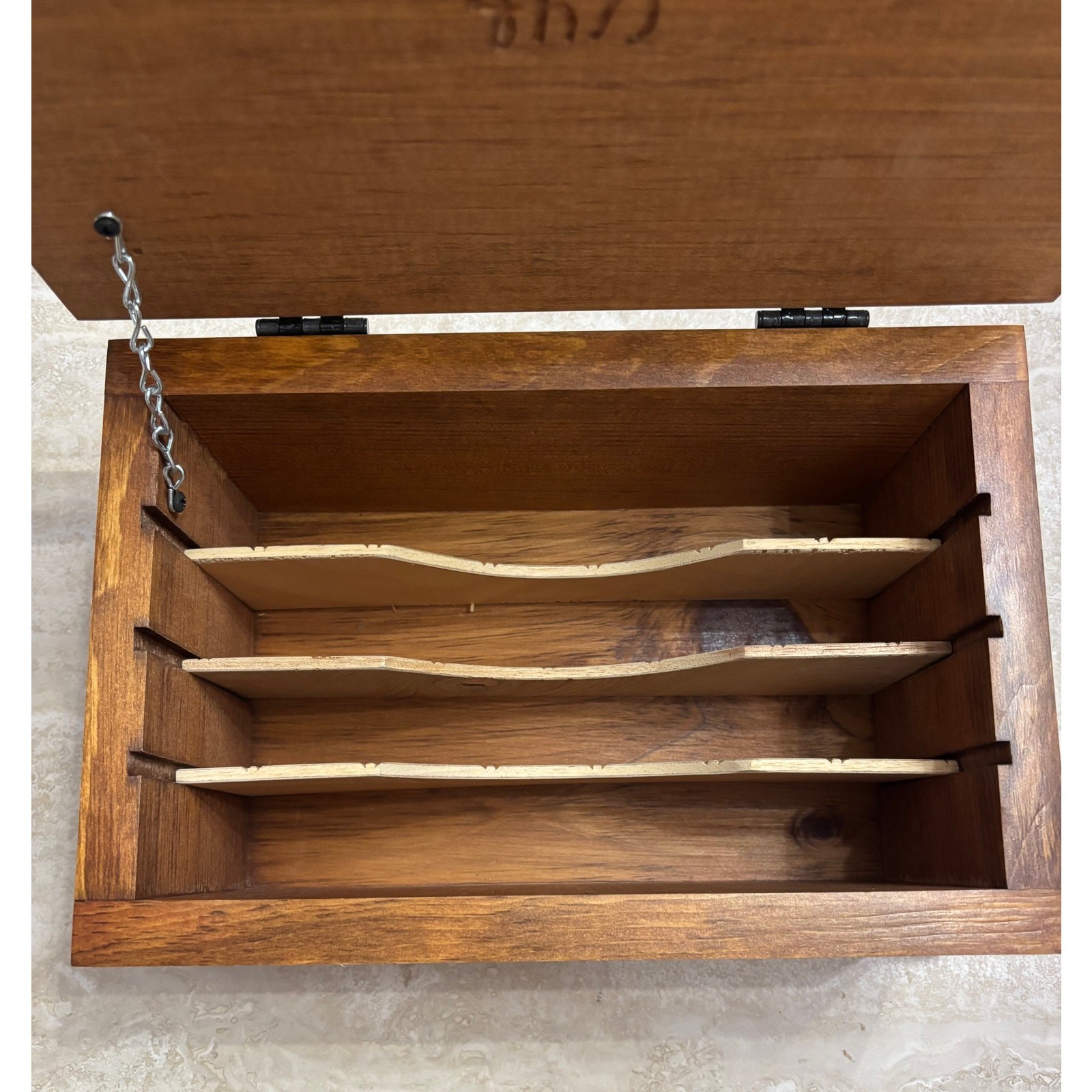 Vintage Wooden Tabletop Organizer Stationary Cabinet Writing Box 12″x 8″ 1648