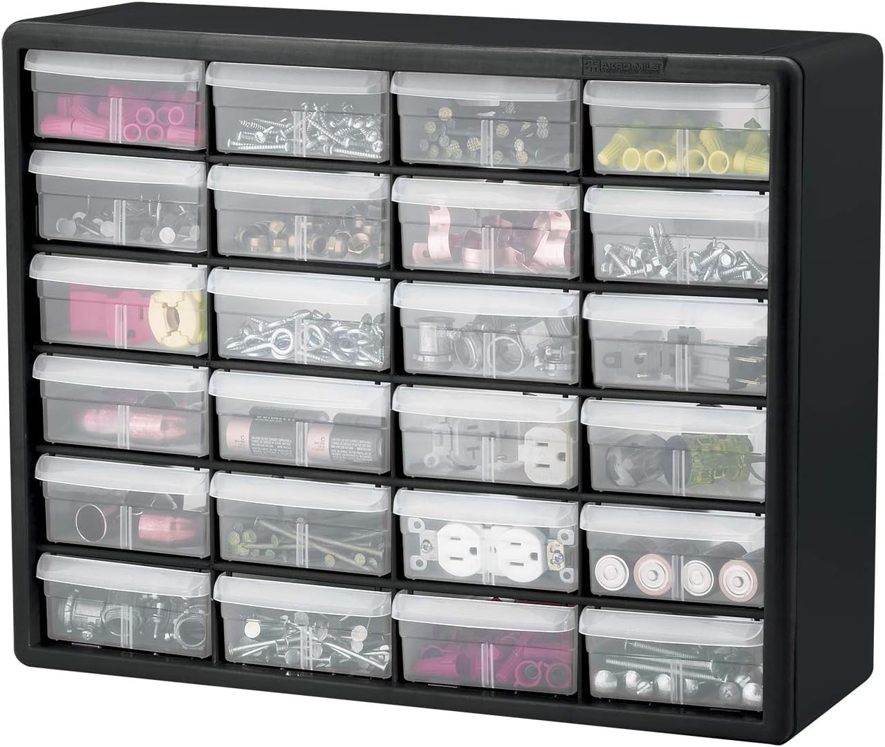 24-Drawer Plastic Drawer Storage Cabinet for Garage Organization, Bead Organi…