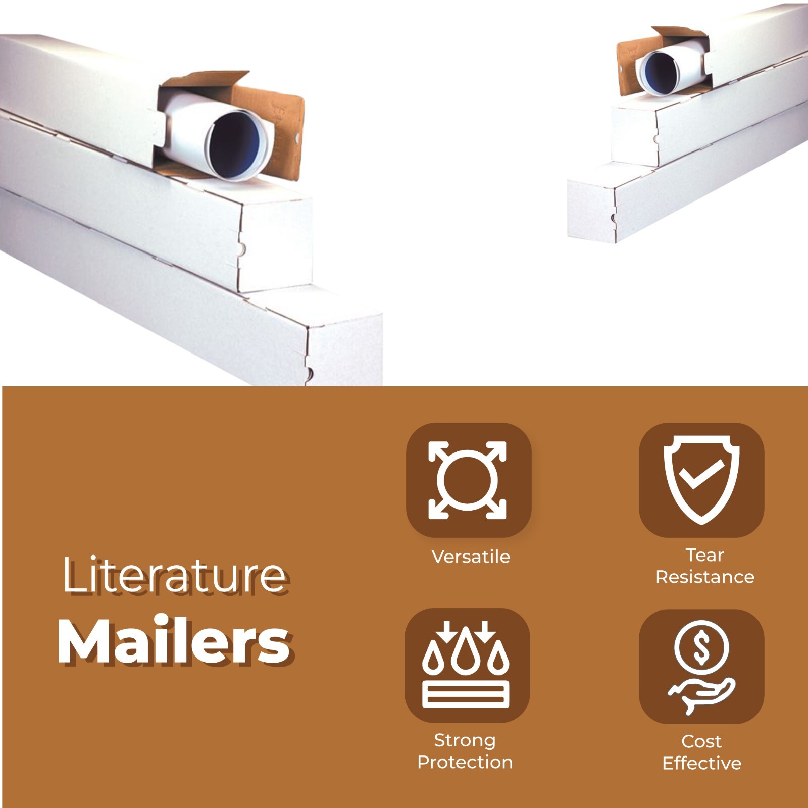 White Square Mailing Tubes 3 x 3 x 30″ ECT-32B 25/Case