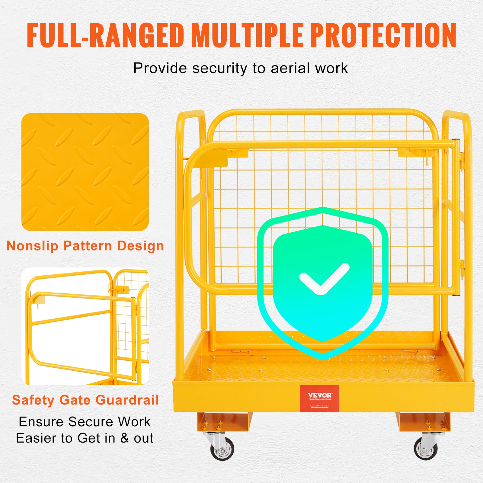 VEVOR Forklift Safety Cage Work Platform 36×36 in 1200lbs with Wheels for Aerial