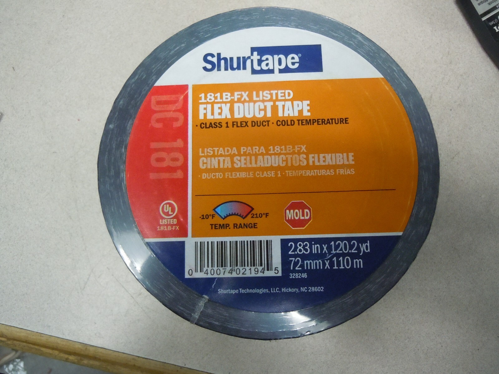 Shurtape 106634 DC 181 3″ Flex Duct Film Tape, Black Printed, 72mm x 110m