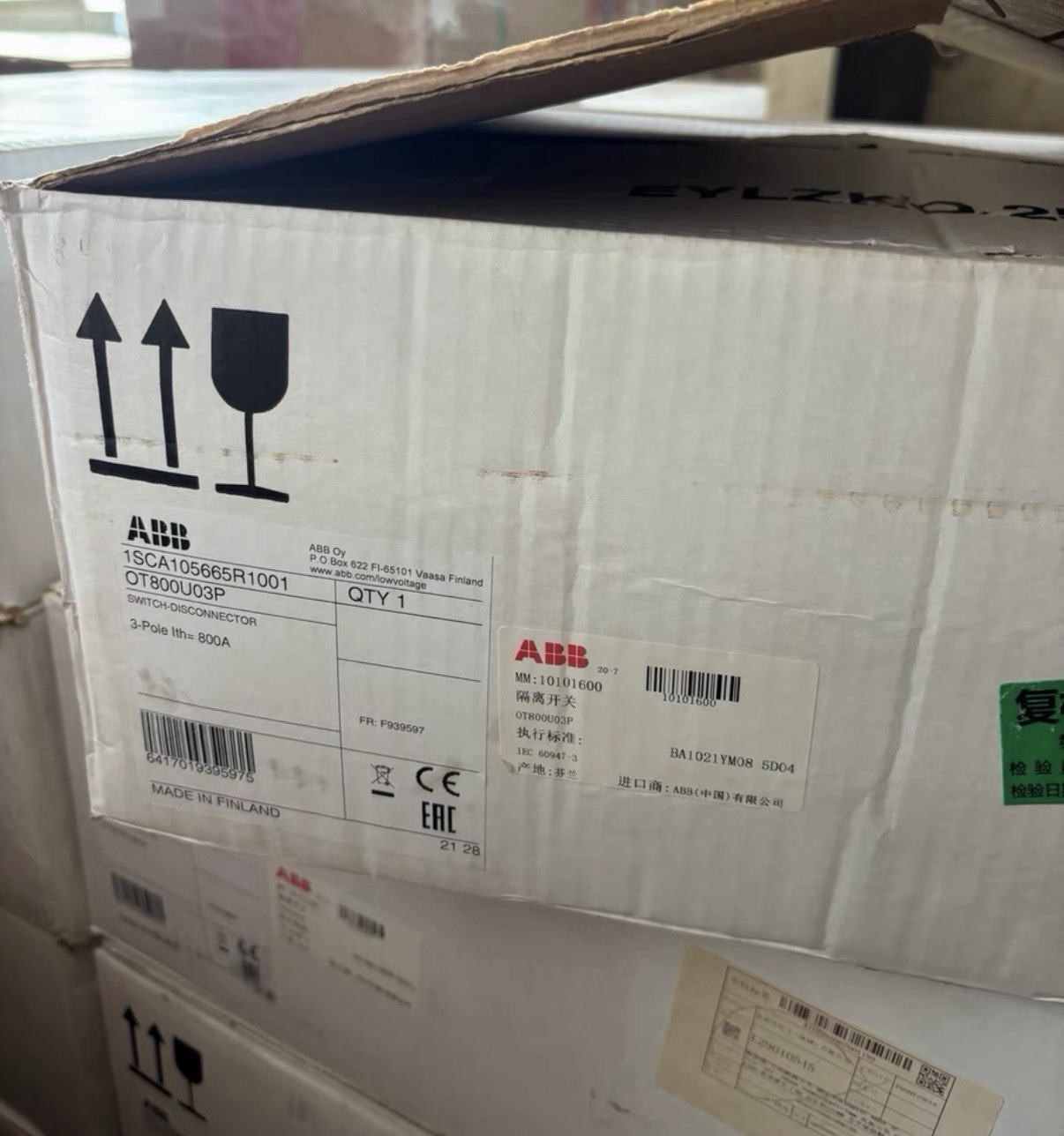 ABB OT800U03 Switch Disconnector Free with Handle Fast Delivery By UPS
