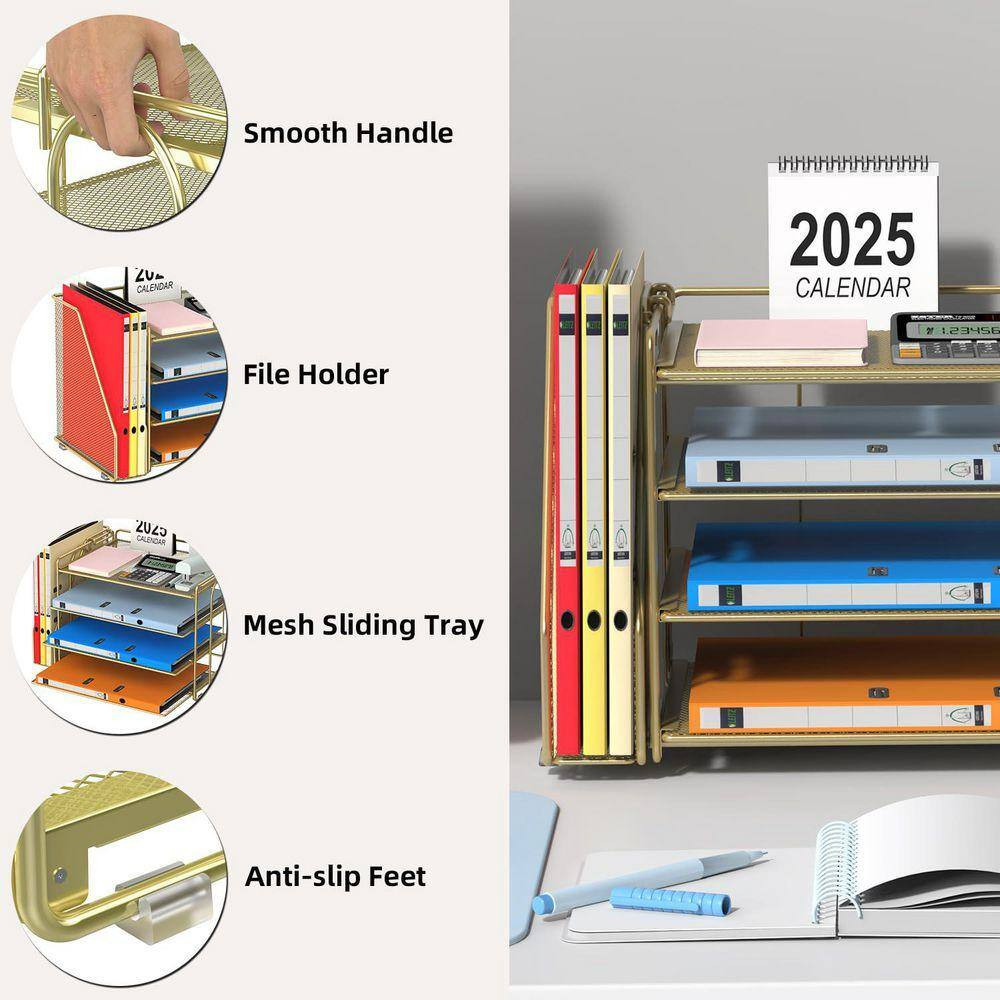 9.2 In. X 15.5 In. Gold Organizers and Accessories, Paper Organizer with File Or