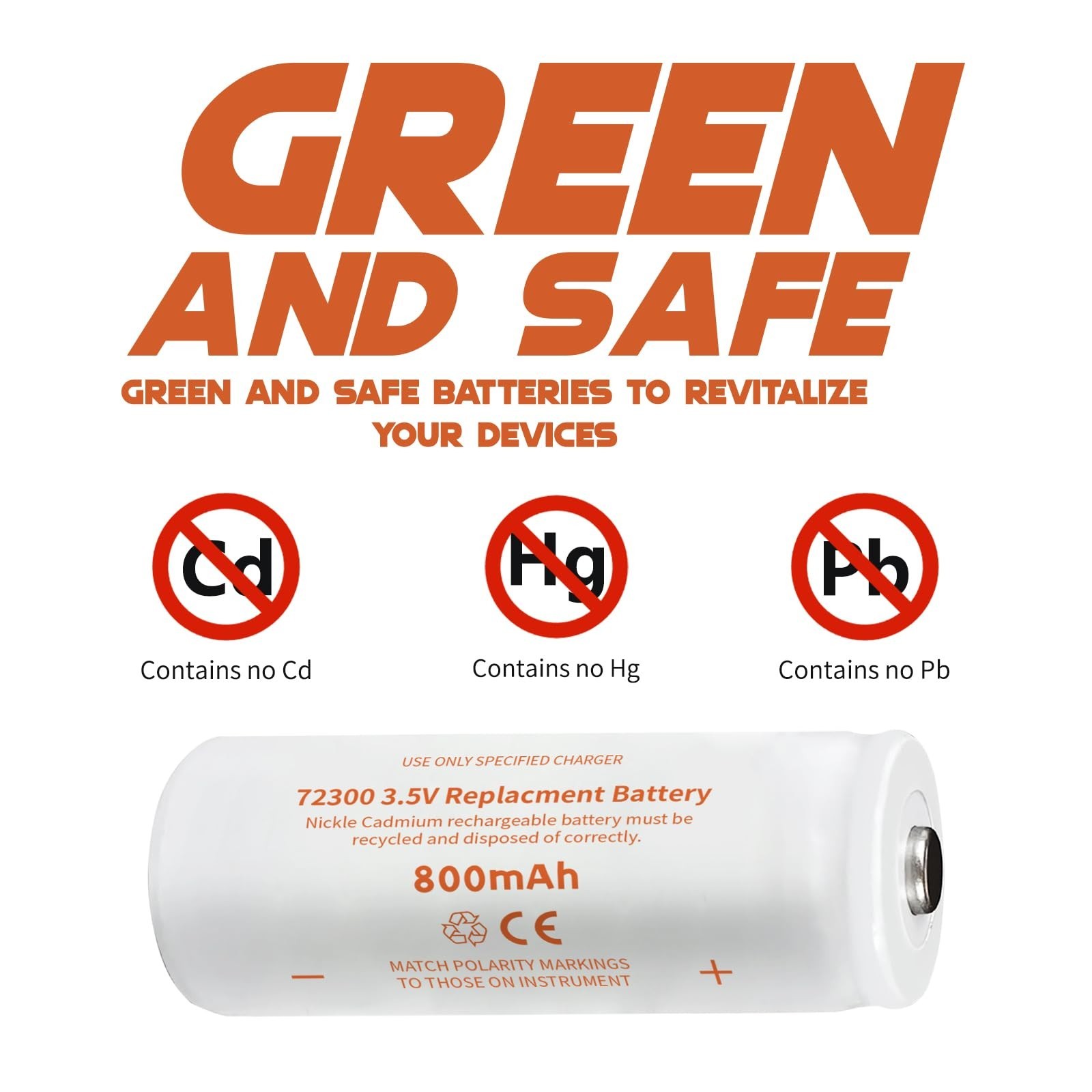 3.5V 800mAh Ni-Cd Battery for Otoscope | 20% Longer Runtime, UL CE RoHS, Leak-Pr